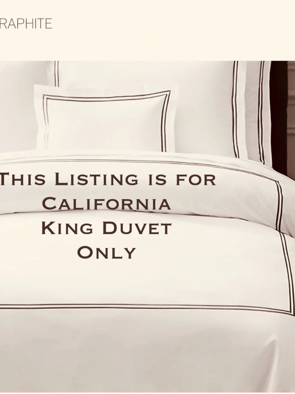 RH Restoration Hardware Italian Hotel Satin Stitch Duvet Cover CA King Graphite